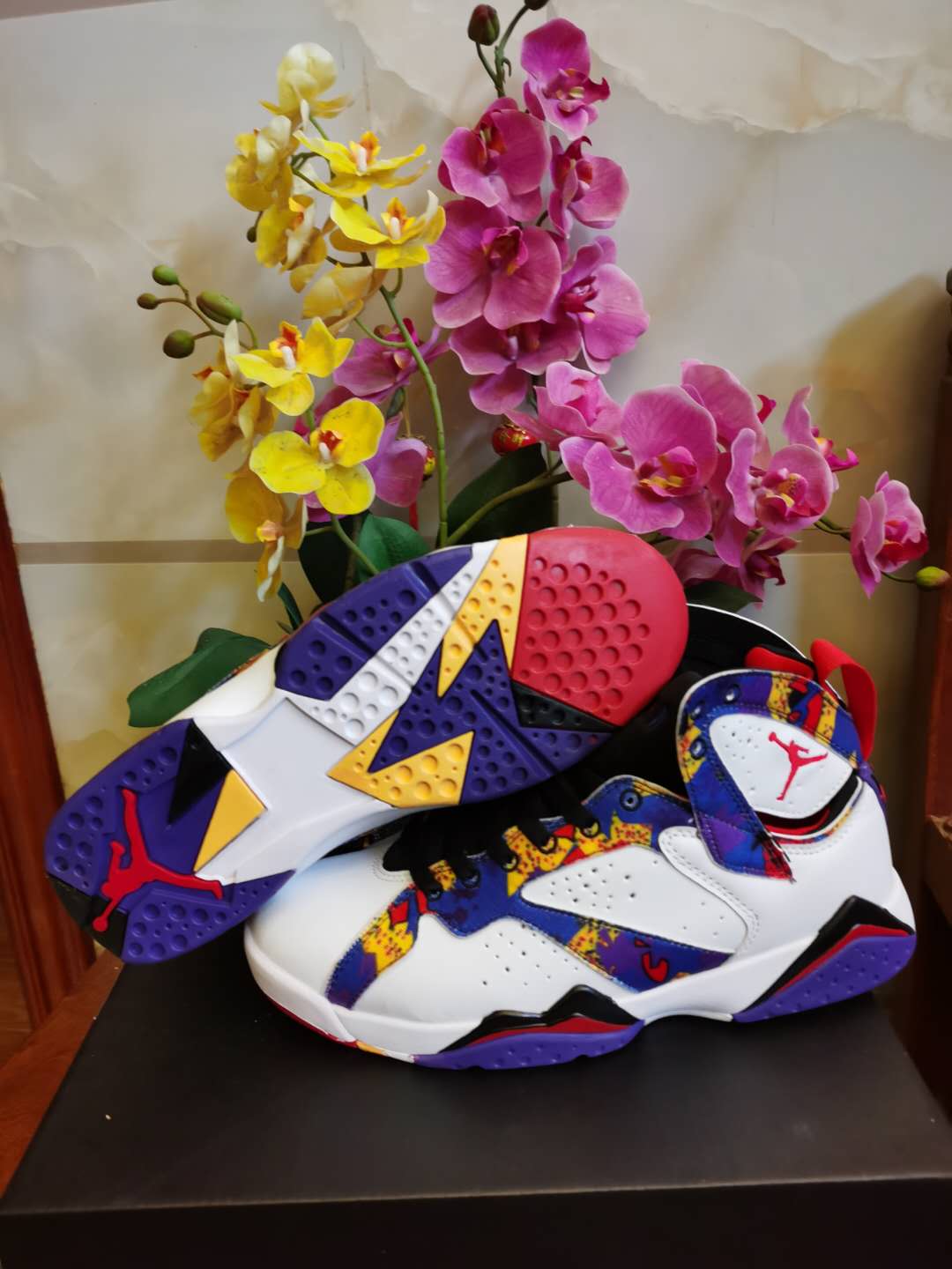 2020 Air Jordan 7 White Purple Yellow Lover Shoes - Click Image to Close